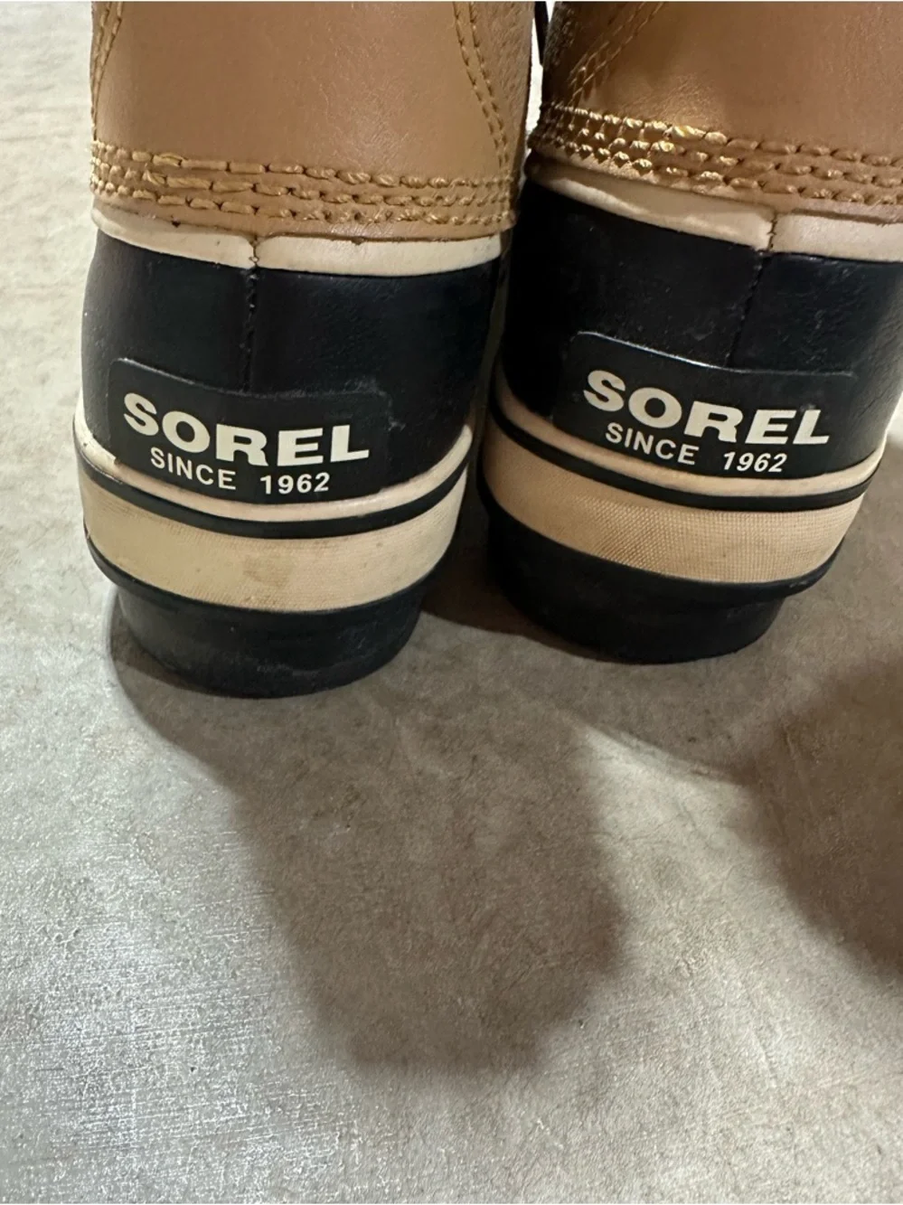 SOREL Tivoli Insulated Two-Tone Waterproof Boots in Tan and Black